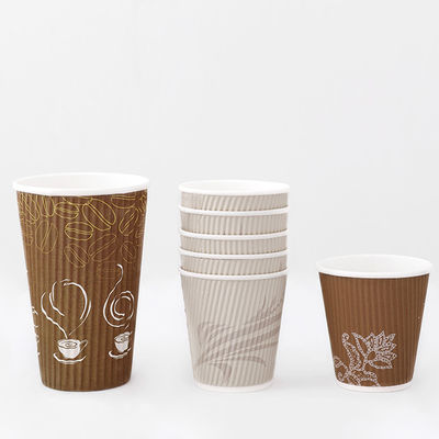 일회용 Kraft Ripple Cups 12oz 430ml 냉동 음료 일회용 Cups 방수