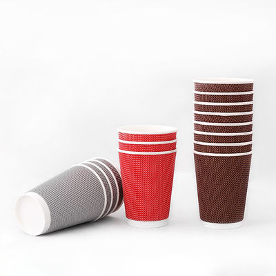 일회용 16oz Ripple Cups PLA 코팅 540ml Kraft 종이컵