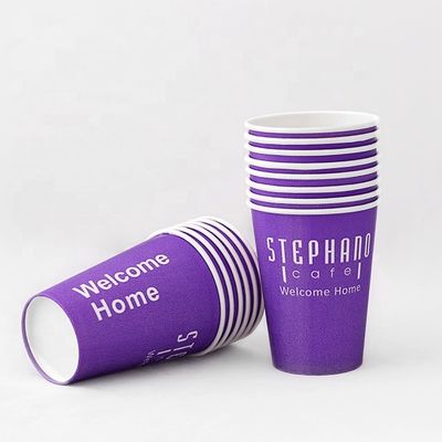 보라색 플라스틱 무료 단일 벽 종이 컵 24oz 675ml 사용자 정의 종이 커피 컵 90mm
