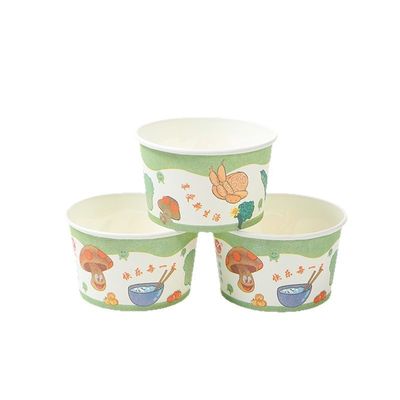 음식 가자 종이 음식 그릇 600ml 수프 상자 컨테이너 휴대용 샐러드 그릇 PLA 코팅