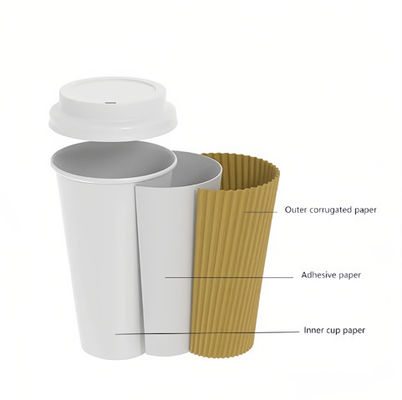 일회용 Kraft Ripple 미니컵 315ml 생분해 가능한 뜨거운 음료 컵