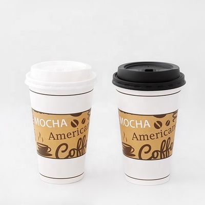 플라스틱 없는 단일 뜨거운 음료 종이 컵 16oz 540Ml 열 저항성 콤포스타블 일회용