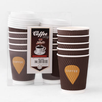 8oz Kraft Ripple 종이컵 92mm PE 코팅 뜨거운 커피 종이컵