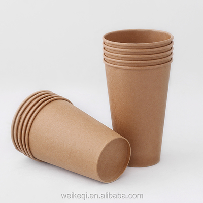 맞춤형 로고 일회용 크라프트 단일 벽 종이컵 3oz ~ 32oz